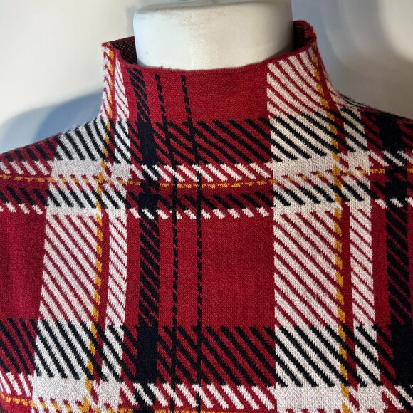 Tahari SZM Deep Red Plaid Sweater Timeless Heritage Preppy Modern Academia Old $ - Picture 3 of 8